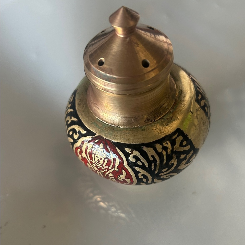 Incense burner Gold and Black Decorative Brass Container